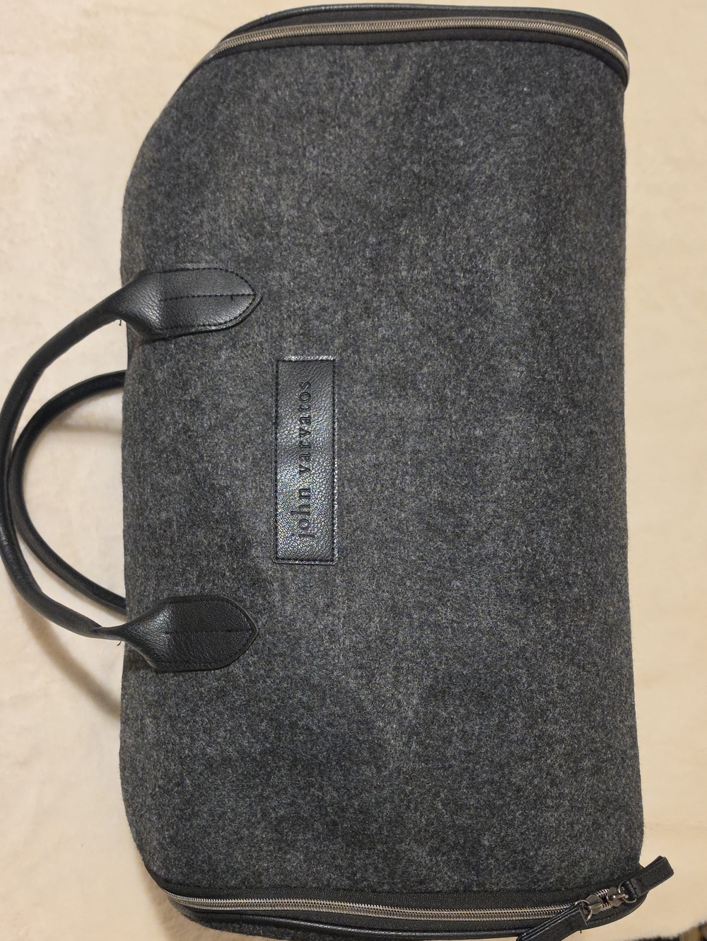 John Varvatos Mens Duffle Weekender Travel Garment Convetible Bag Carry On Gray